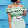 Light Green Sexy Bare Shoulder Ruffled Party Bodycon Club Dress Female